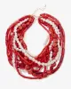 Long Beaded and Pearl Layered Necklace Red Multi sold by Boston Proper