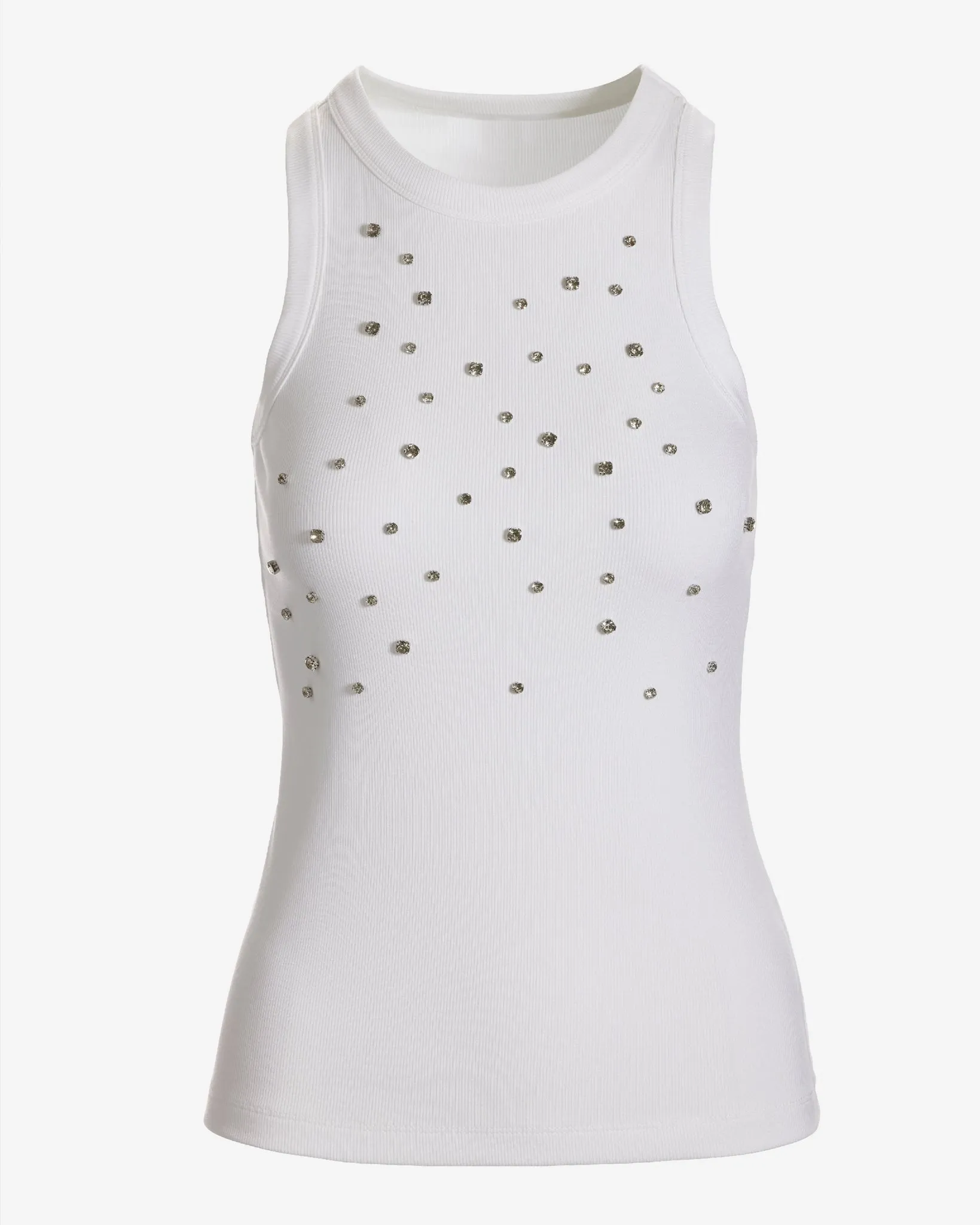 Rhinestone Embellished Rib Tank Pure White sold by Boston Proper product image thumbnail 2