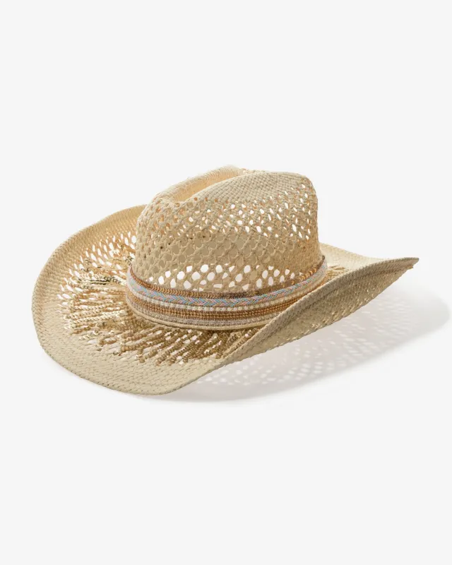 Sequin and Embroidered Trim Western Hat Natural sold by Boston Proper