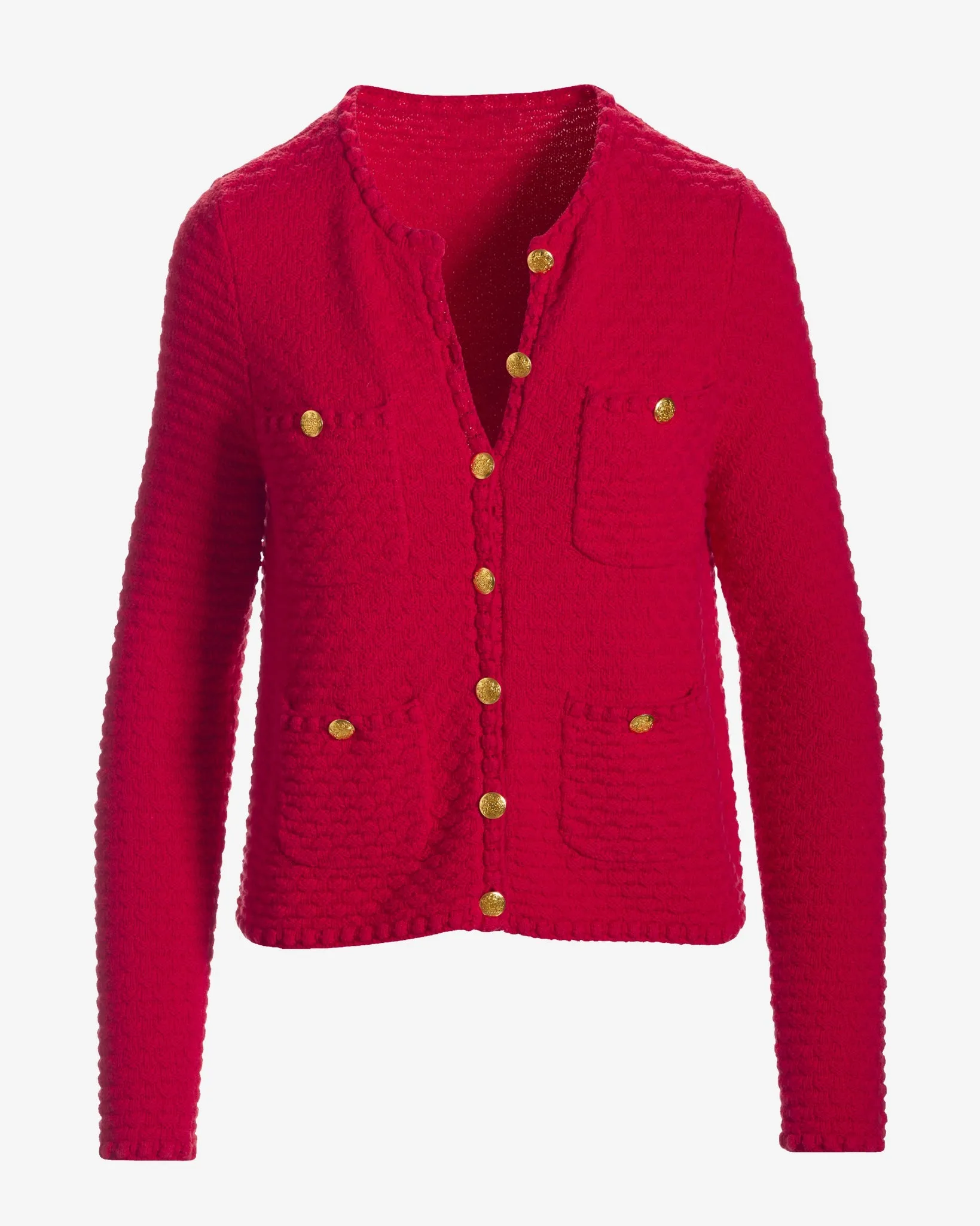 Button Detail Pocket Sweater Cardigan True Red sold by Boston Proper product image thumbnail 2