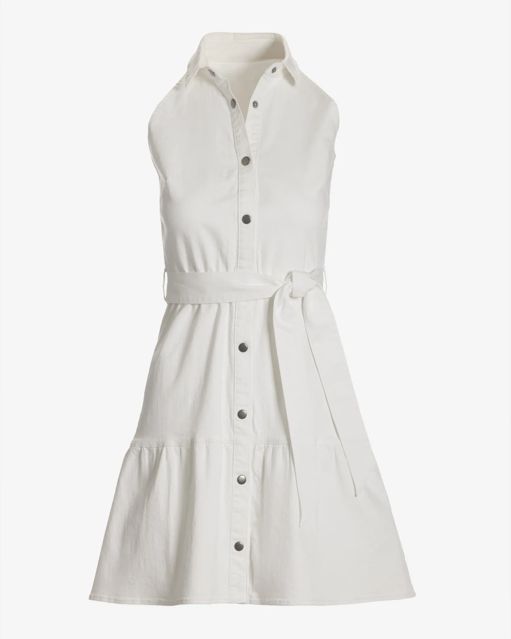 Collared Denim A Line Dress White sold by Boston Proper product image thumbnail 2