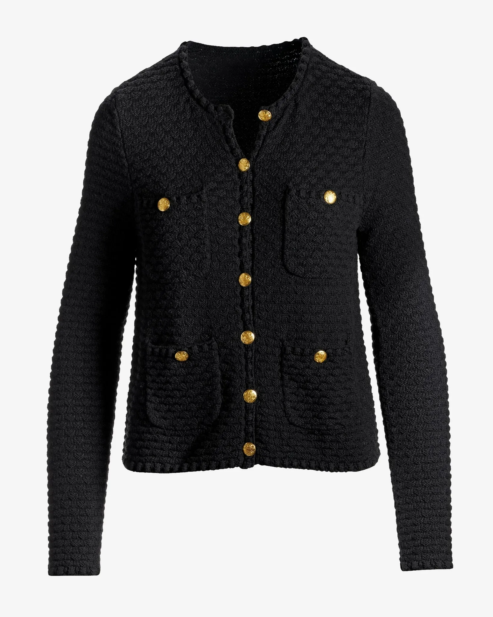 Button Detail Pocket Sweater Cardigan Black sold by Boston Proper product image thumbnail 2