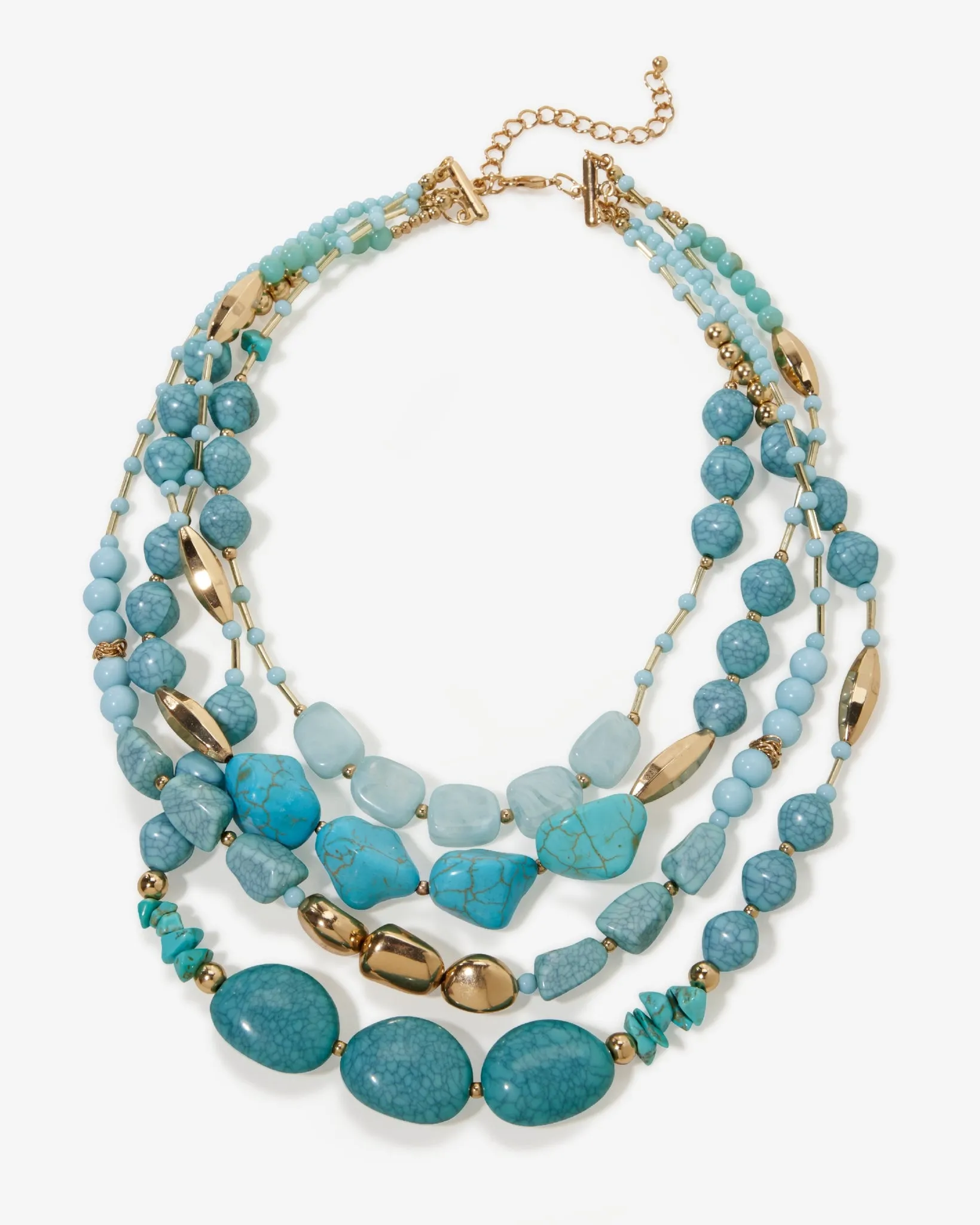 Turquoise and Gold Bead Layered Necklace Turquoise/Gold sold by Boston Proper