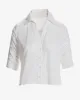 Ruched Sleeve Button Up Shirt White sold by Boston Proper