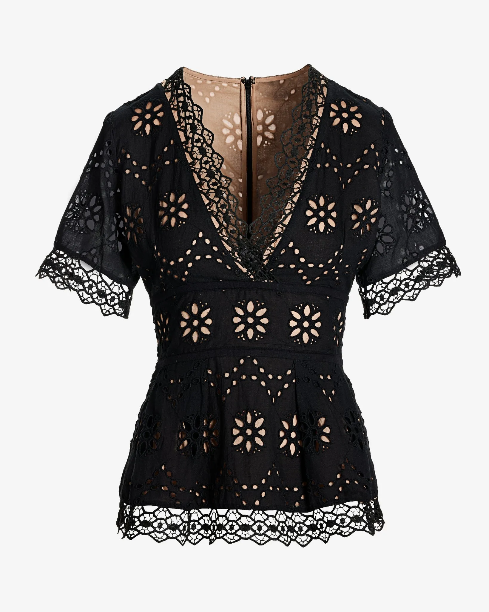 Exploded Eyelet Peplum Blouse Black sold by Boston Proper product image thumbnail 2