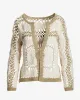 Crochet Sweater Cardigan Off White/Gold sold by Boston Proper