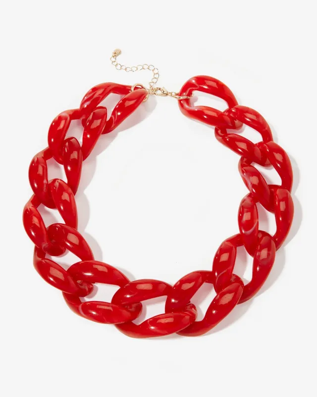 Red Acrylic Chain Necklace Red made by Boston Proper