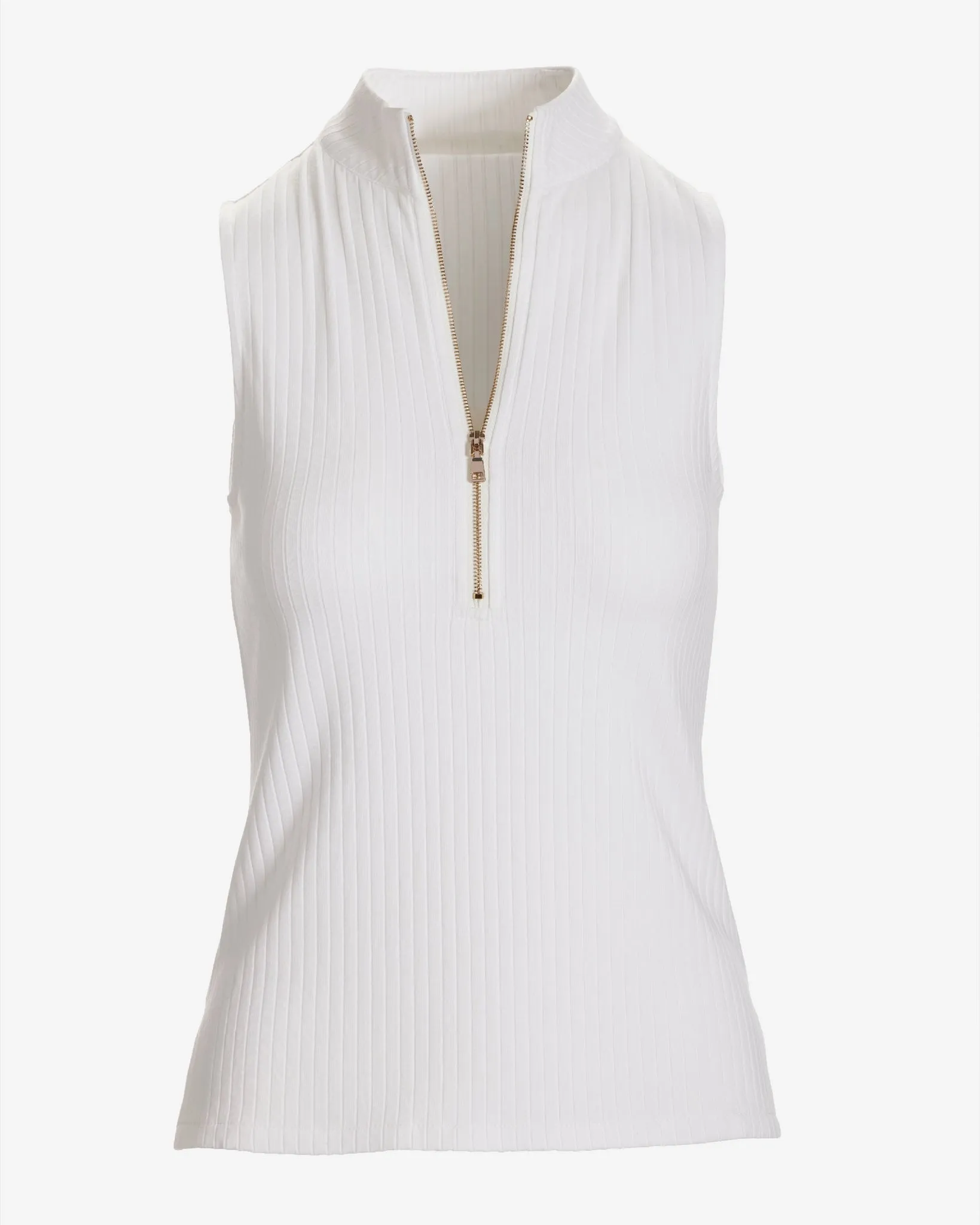 Ribbed Half Zip Up Tank Pure White sold by Boston Proper product image thumbnail 2