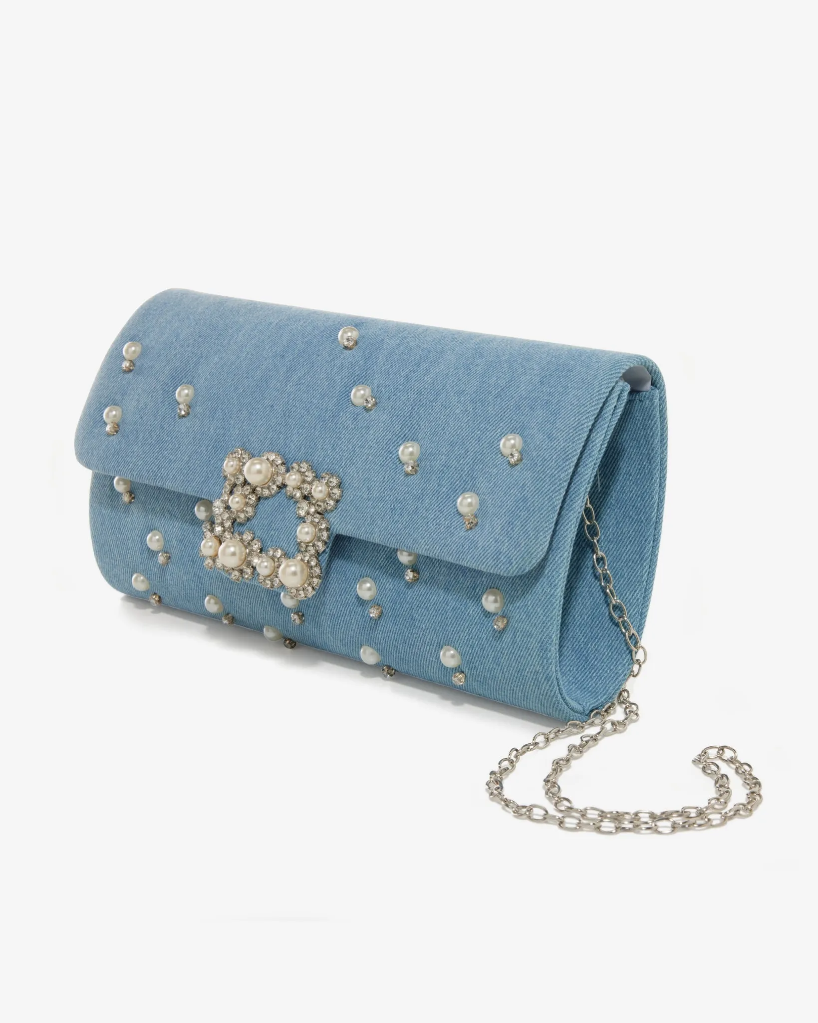 Denim Rhinestone Clutch Blue Denim sold by Boston Proper