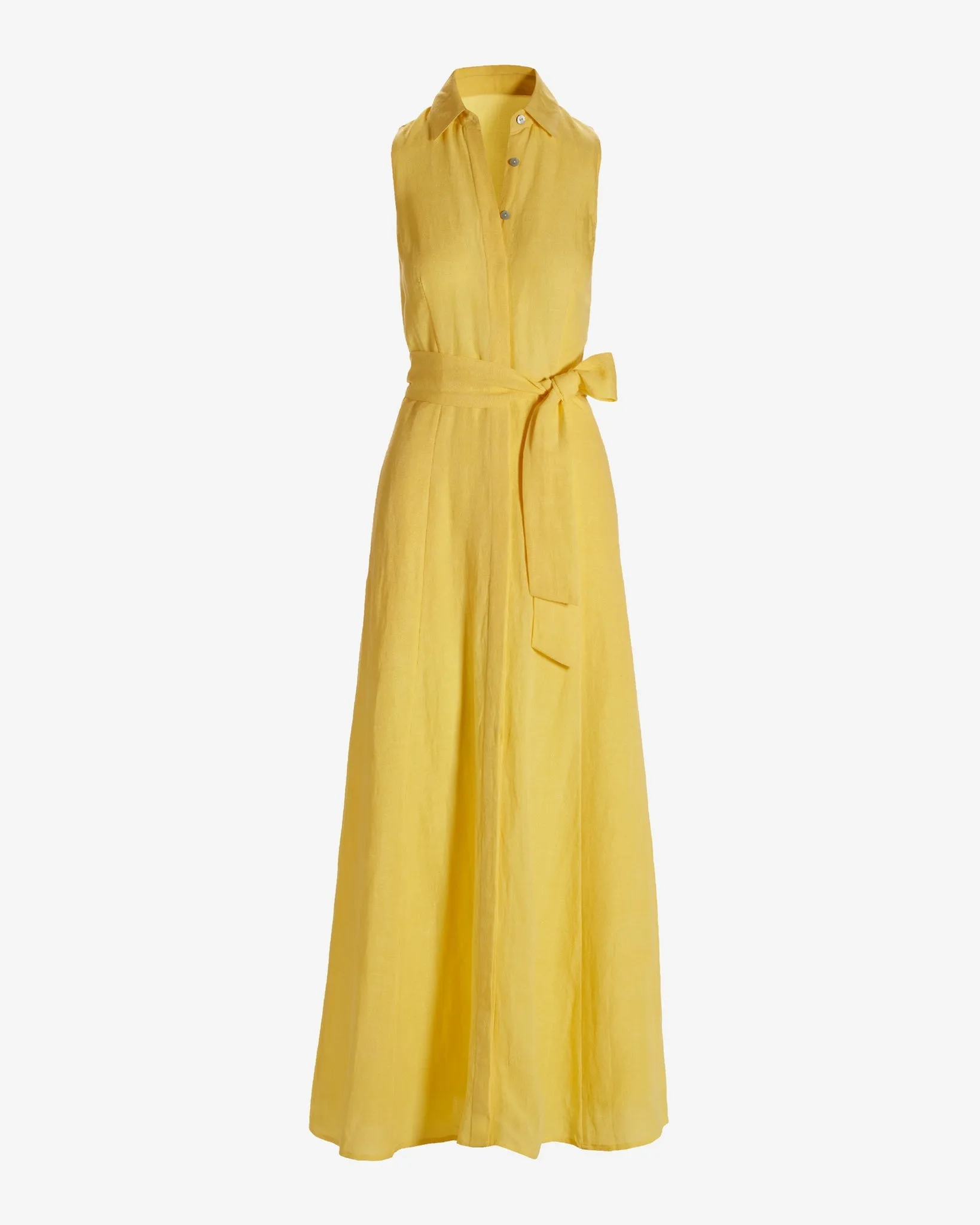 Sleeveless Linen Maxi Shirt Dress Lemon Drop sold by Boston Proper product image thumbnail 2