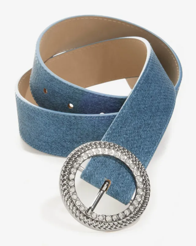 Denim Rhinestone Buckle Belt Blue Denim sold by Boston Proper