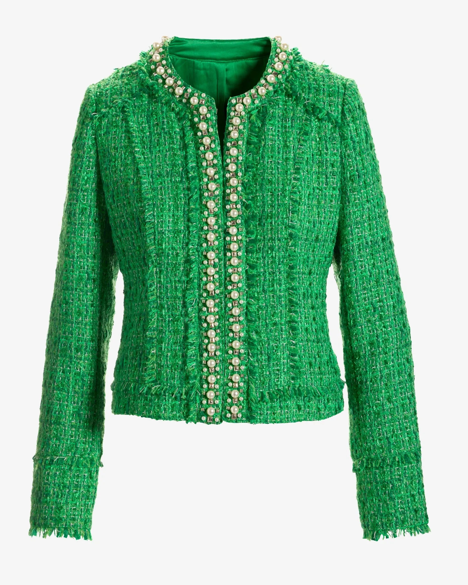 Pearl Trim Tweed Jacket Green sold by Boston Proper product image thumbnail 2