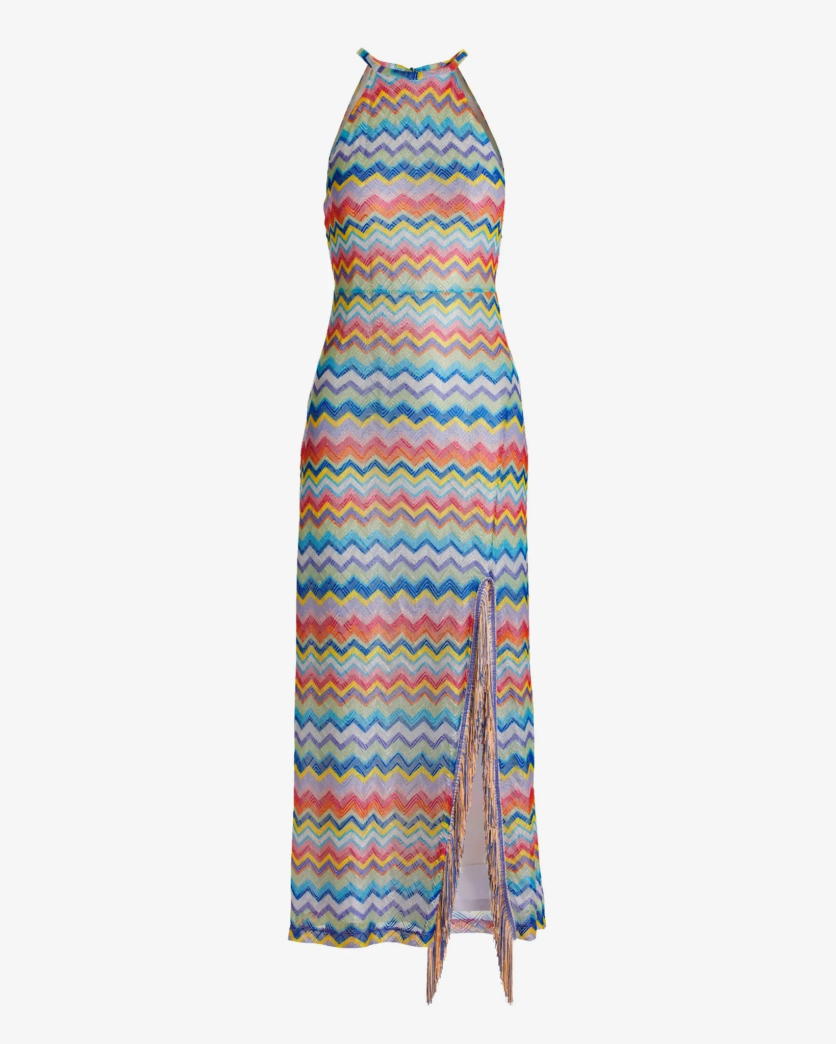 Multi Color Chevron Halter Two Tone Fringe Maxi Dress Multi sold by Boston Proper product image thumbnail 2
