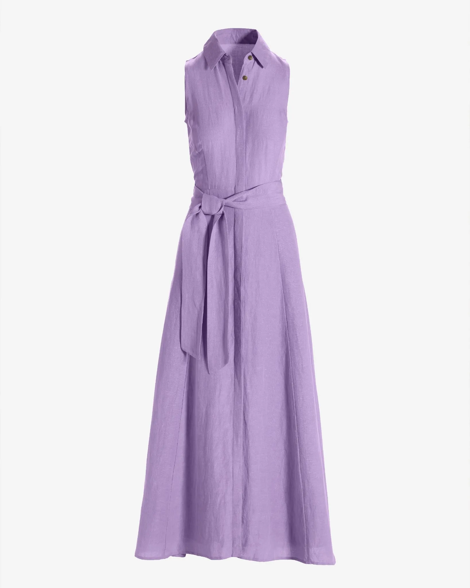 Sleeveless Linen Maxi Shirt Dress Lavender sold by Boston Proper product image thumbnail 2