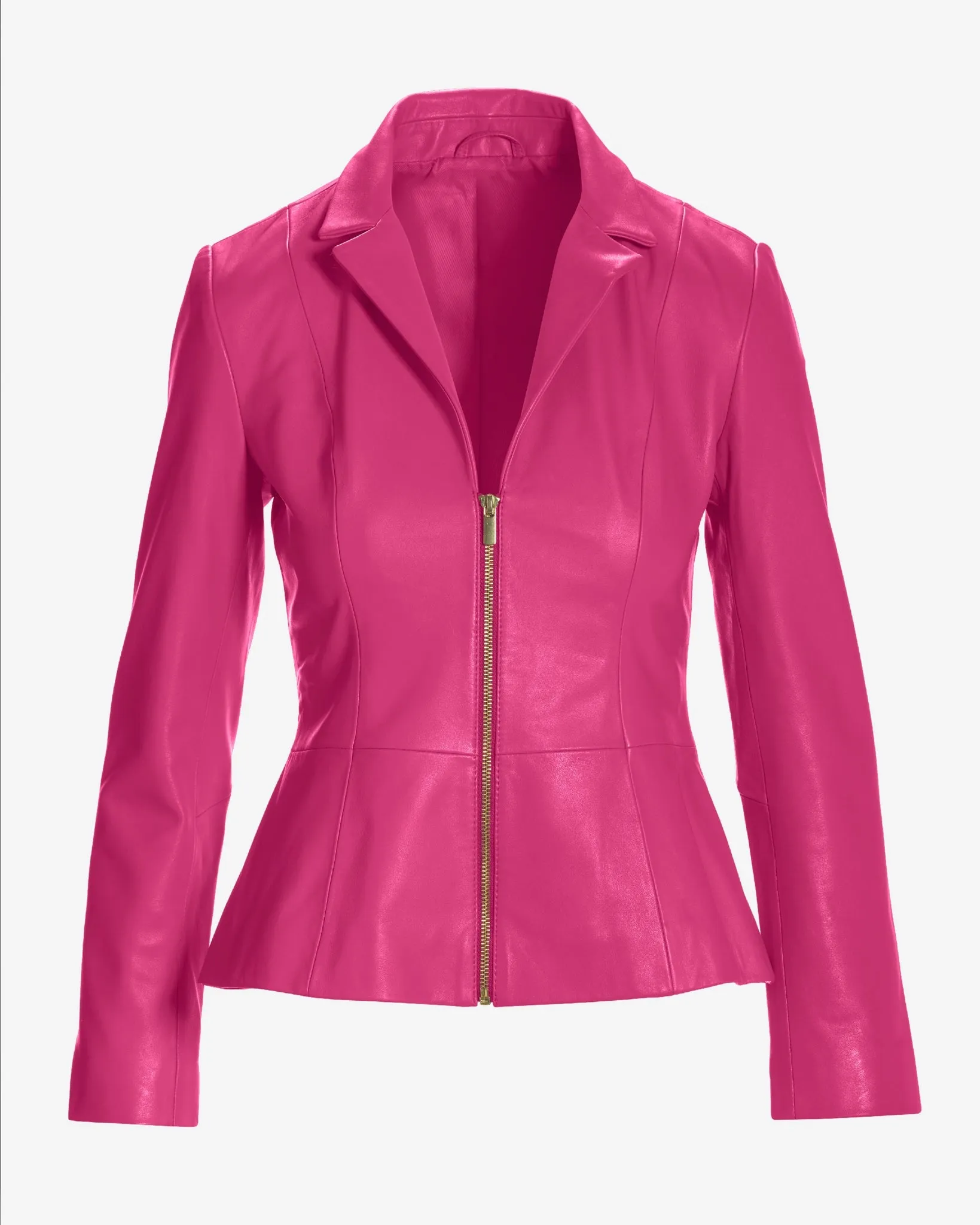 Genuine Leather Zip Collared Peplum Jacket Love Potion sold by Boston Proper product image thumbnail 2