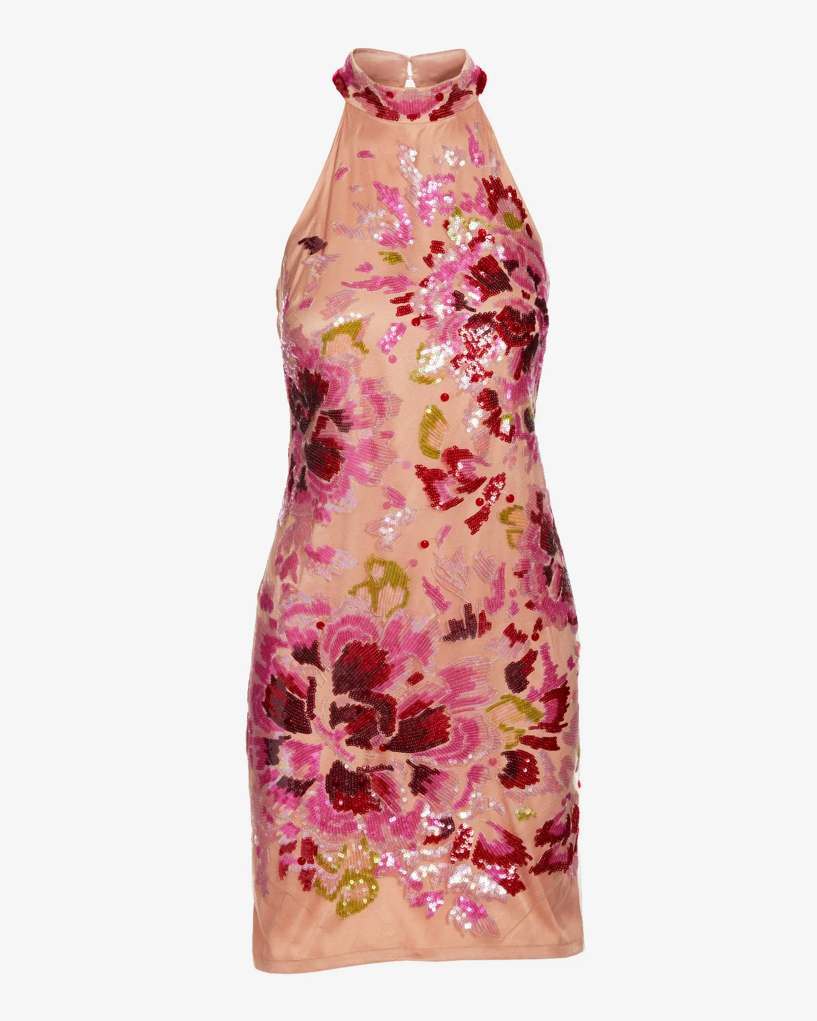 Placed Floral Sequin Mesh High Neck Sheath Dress Pink Multi sold by Boston Proper product image thumbnail 2