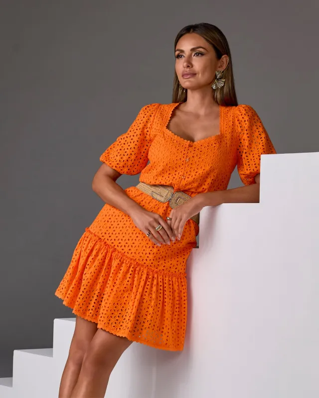 Eyelet A Line Dress Golden Poppy sold by Boston Proper