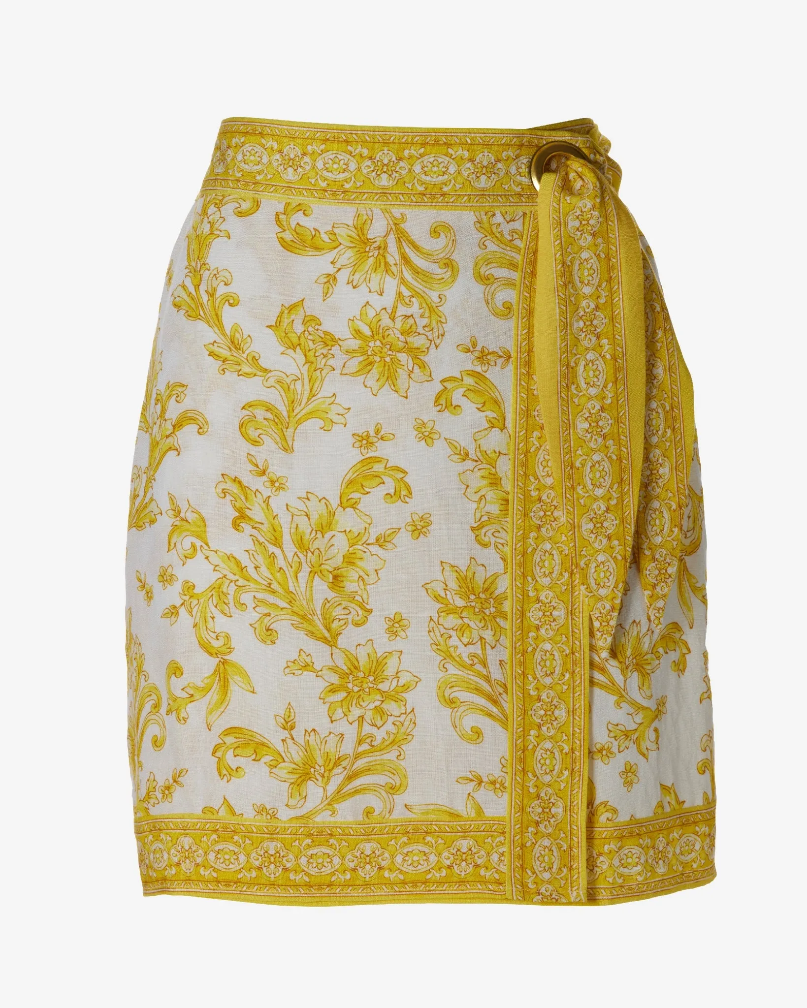 Scroll Print Linen Pull-On Wrap Skort Regal Tiles sold by Boston Proper product image thumbnail 2