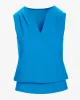 Beyond Travel Sleeveless Stand Collar Blouson Top Malibu Blue sold by Boston Proper