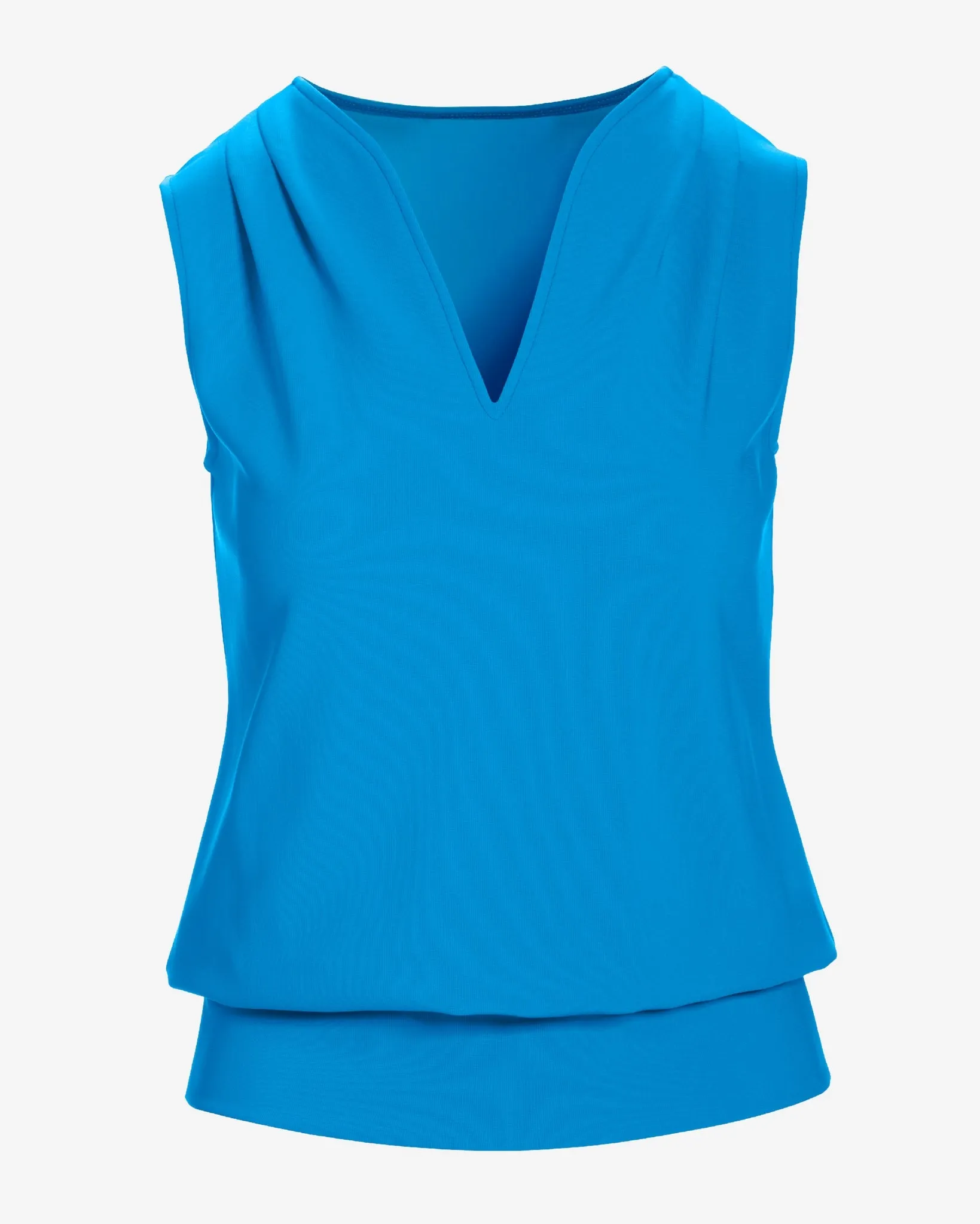 Beyond Travel Sleeveless Stand Collar Blouson Top Malibu Blue sold by Boston Proper product image thumbnail 2