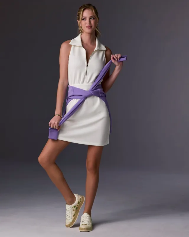 Luxe Lounge Zip Cinched Waist Dress Off White sold by Boston Proper