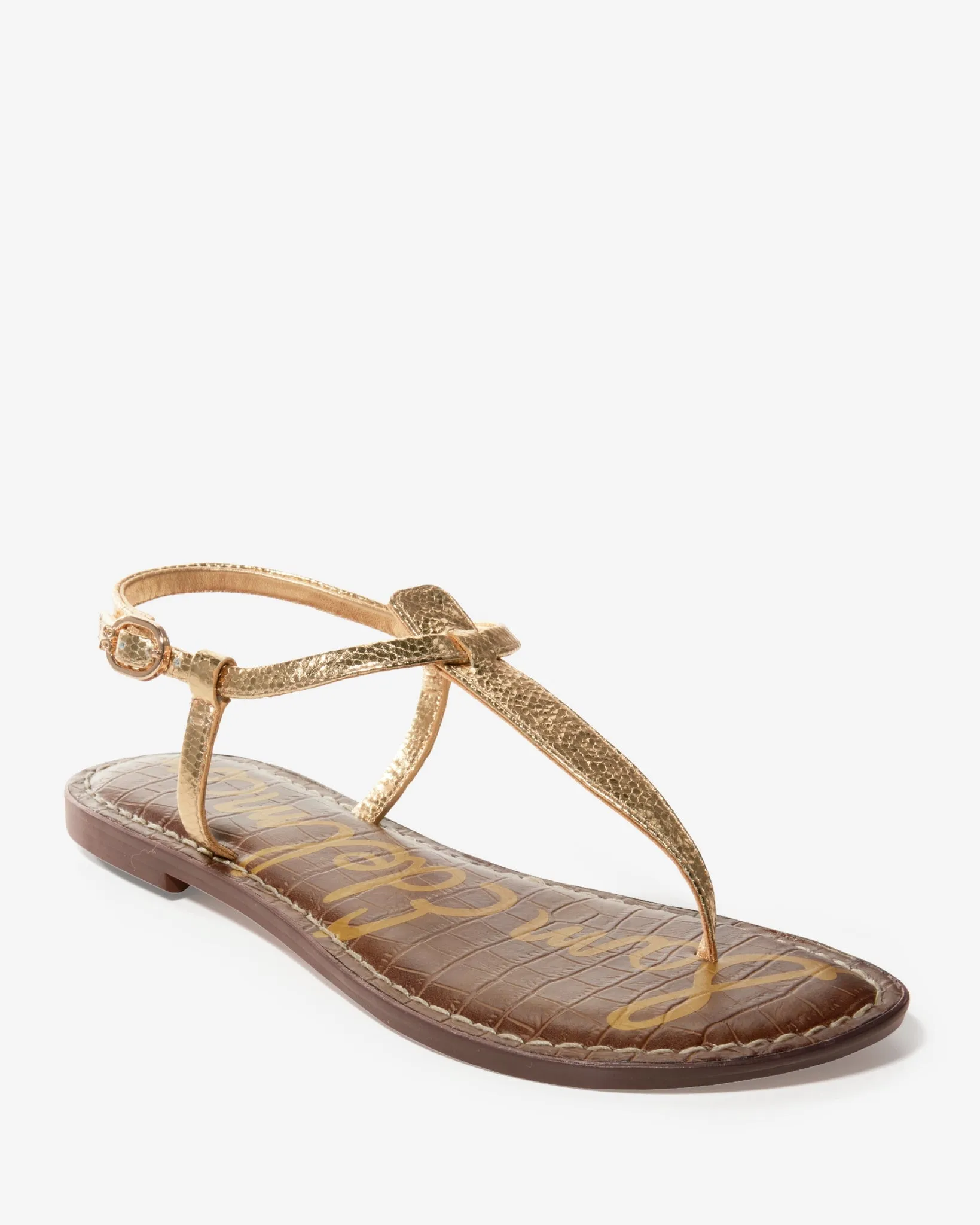 Single Ankle Strap Sandal Amber Gold sold by Boston Proper