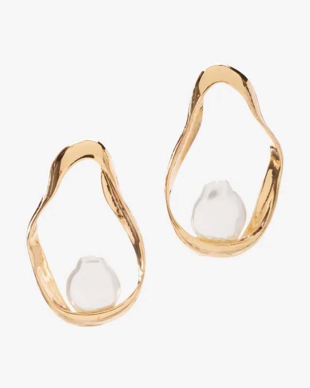 Modern Shaped Pearl Earring Gold sold by Boston Proper
