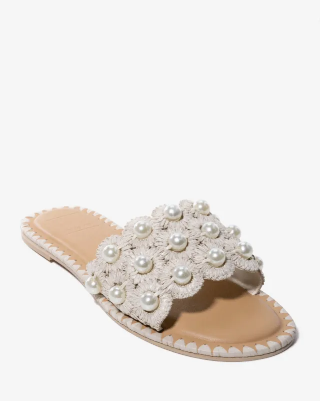 Raffia Pearl Strap Sandal Cream sold by Boston Proper