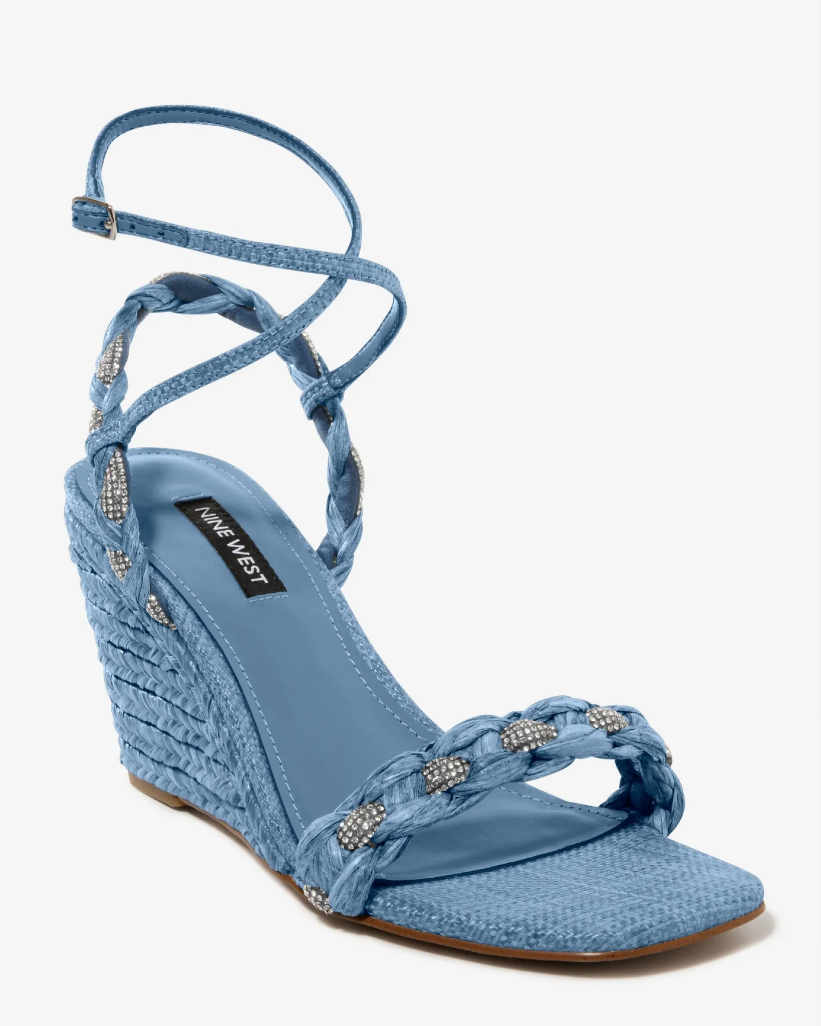 Braided Raffia Wedge Blue sold by Boston Proper