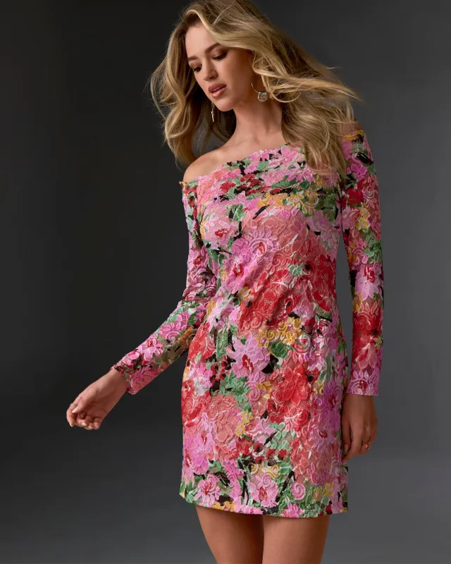 Shoulder Skimming Printed Stretch Sheath Dress Pink Multi sold by Boston Proper