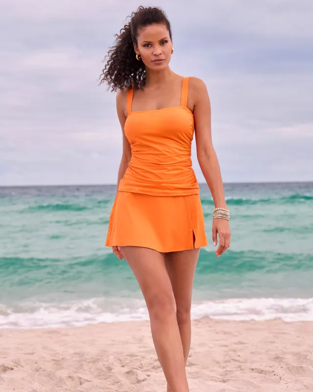 Swim Sense High-Waisted Skirted Bottom Vibrant Orange sold by Boston Proper