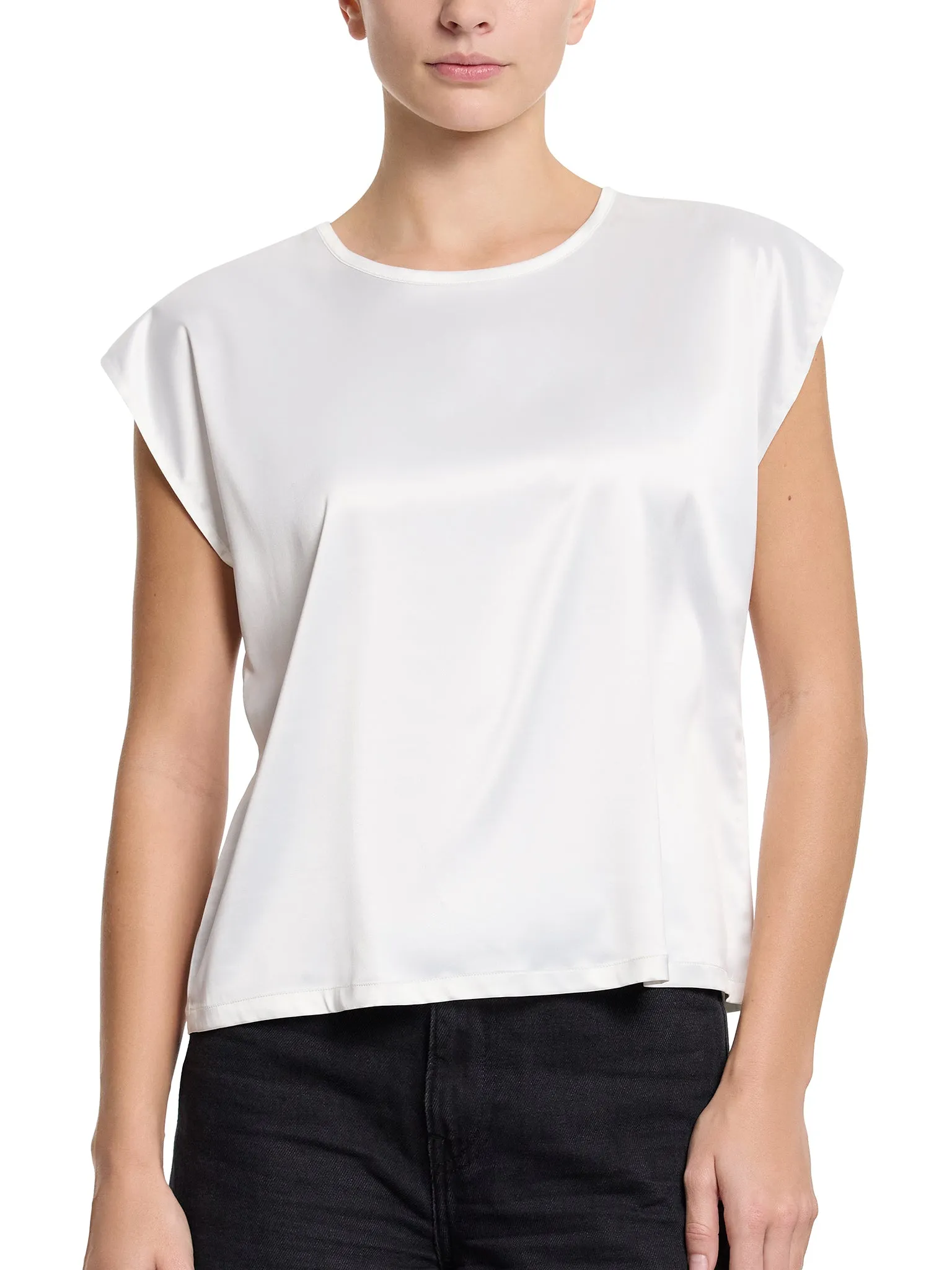 Satin Sleep Cap Sleeve Tee Light Ivory sold by Boston Proper product image thumbnail 2