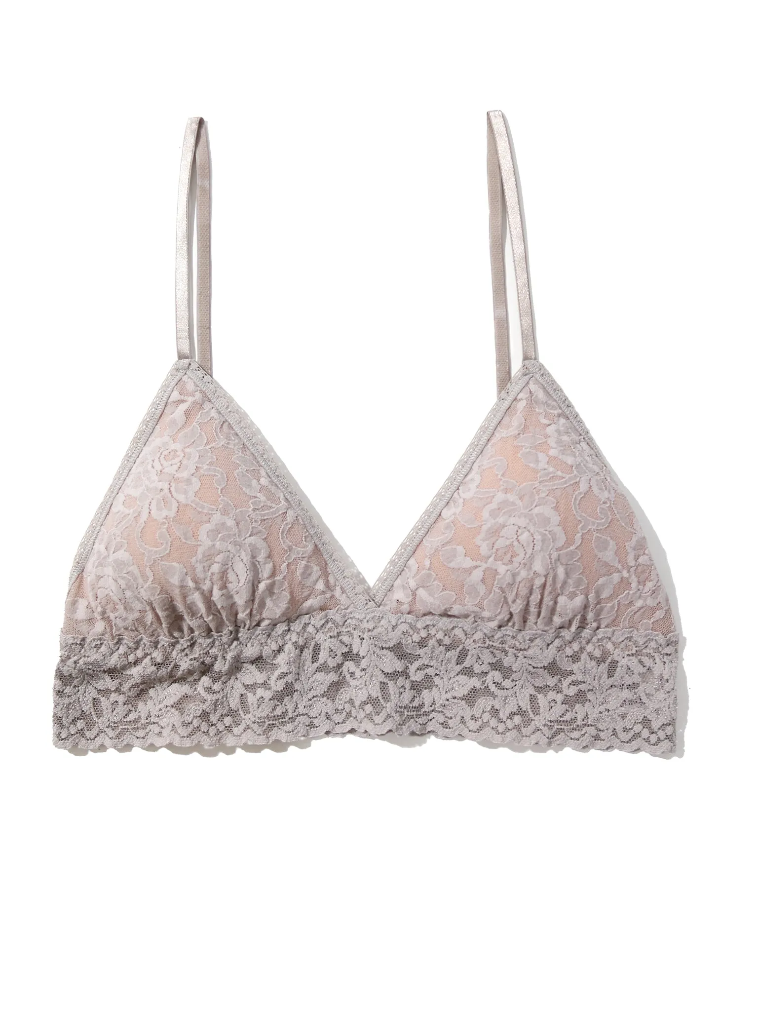 Signature Lace Padded Triangle Bralette Sleep In Grey Sale sold by Boston Proper product image thumbnail 4