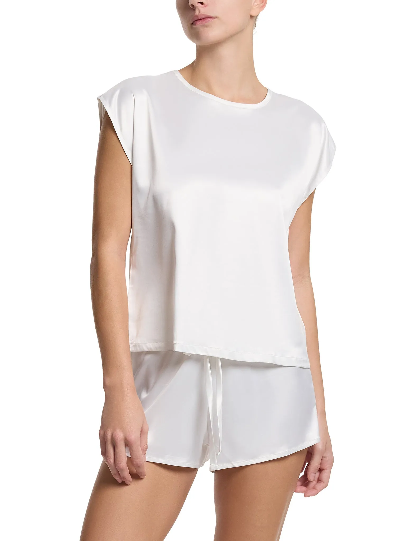Satin Sleep Drawstring Short Light Ivory sold by Boston Proper product image thumbnail 3