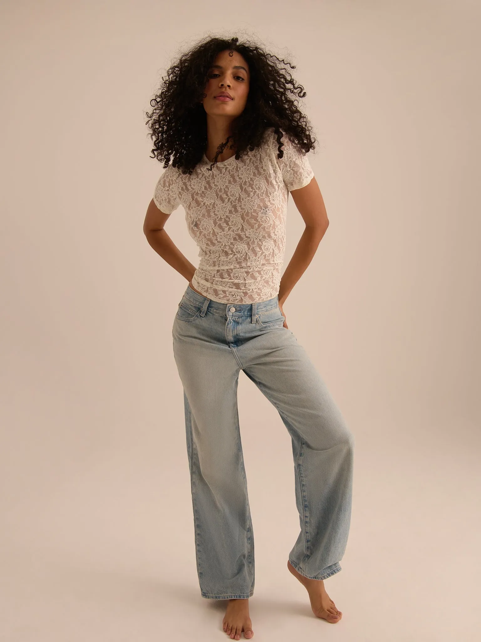 Signature Lace® Short Sleeve Top Marshmallow sold by Boston Proper product image thumbnail 3