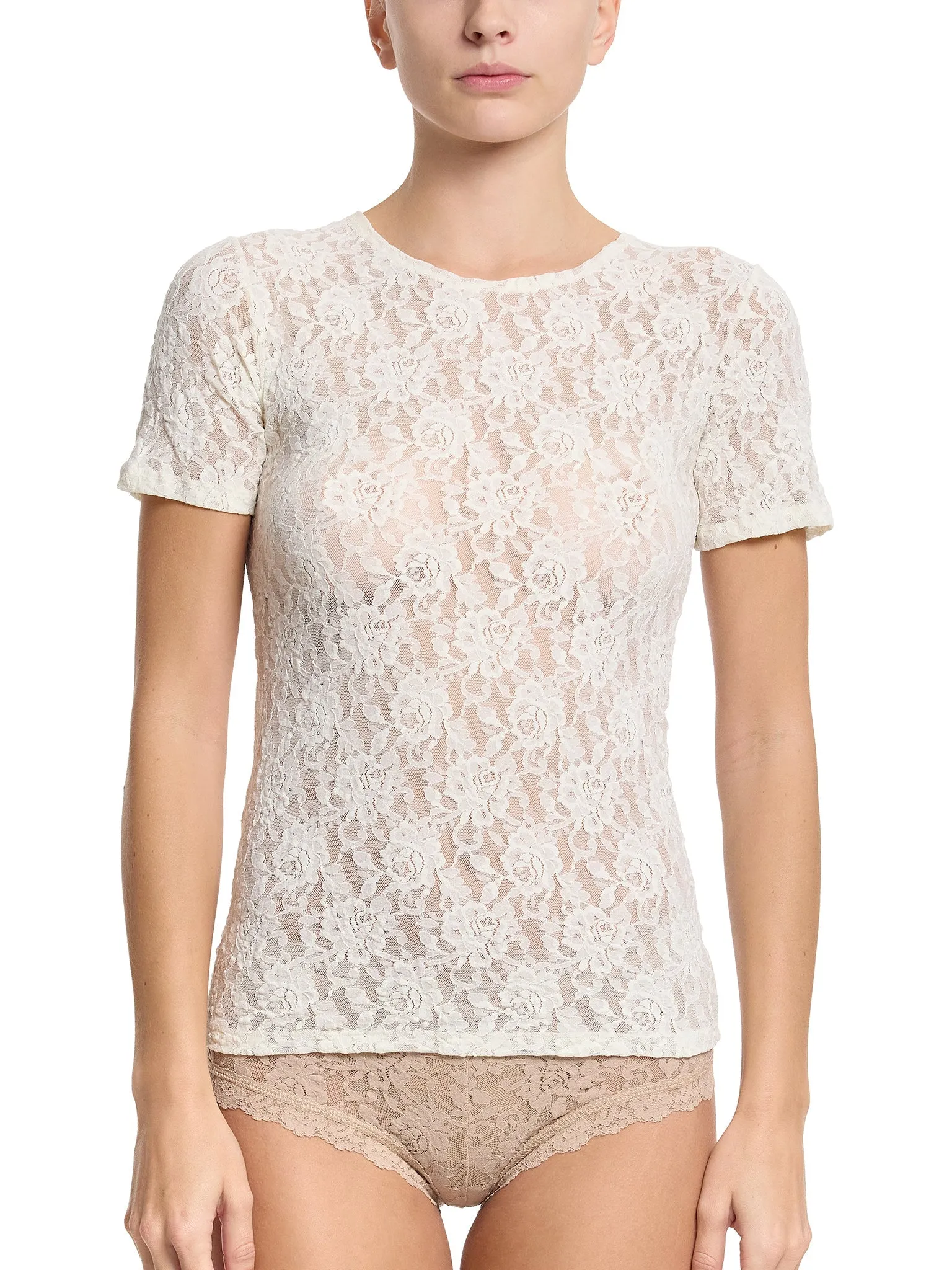 Signature Lace® Short Sleeve Top Marshmallow sold by Boston Proper product image thumbnail 4