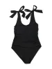 Ruched Bow One Piece Swimsuit Black sold by Boston Proper