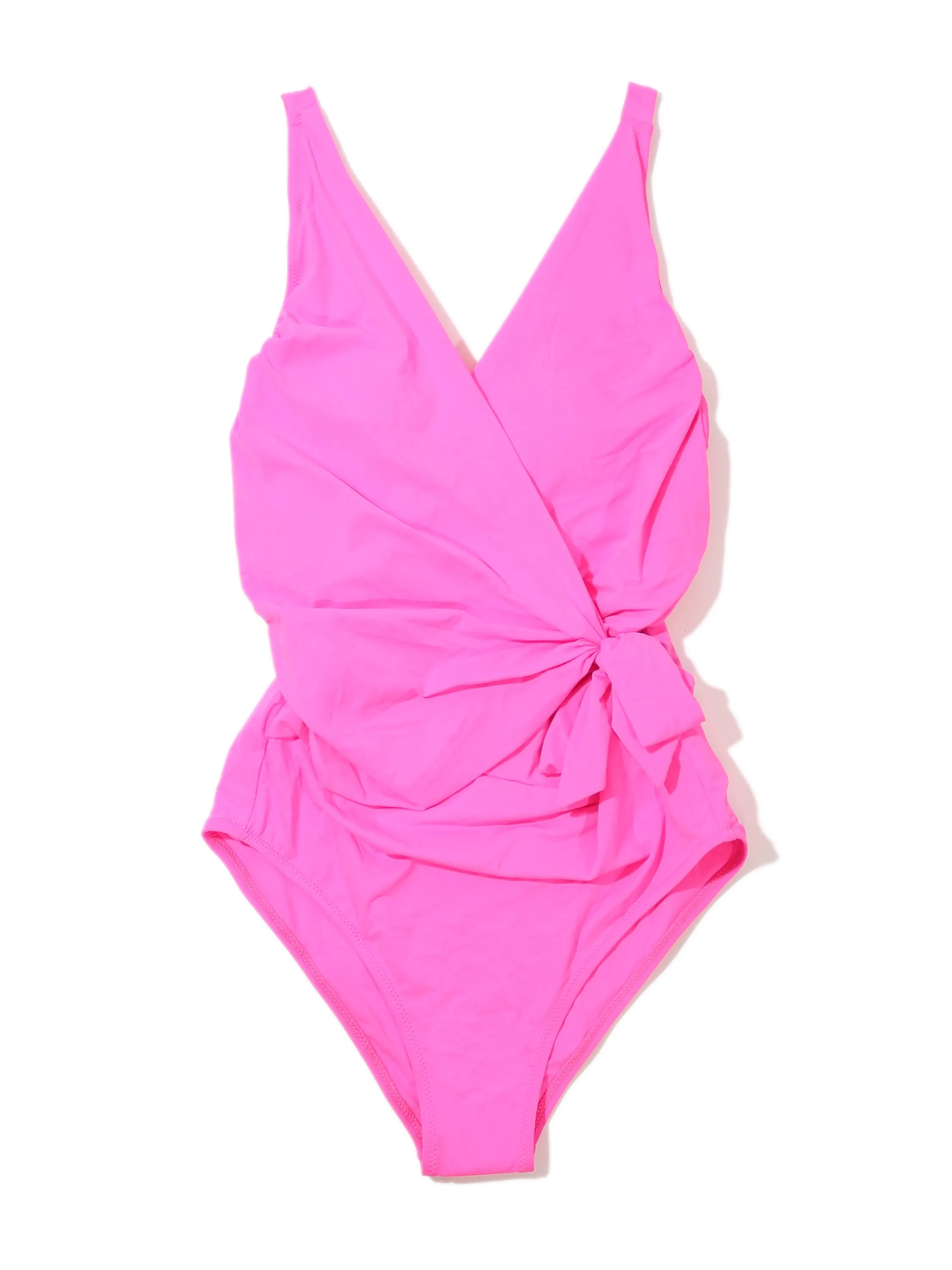 Wide Strap Wrap One Piece Swimsuit Unapologetic Pink sold by Boston Proper product image thumbnail 2