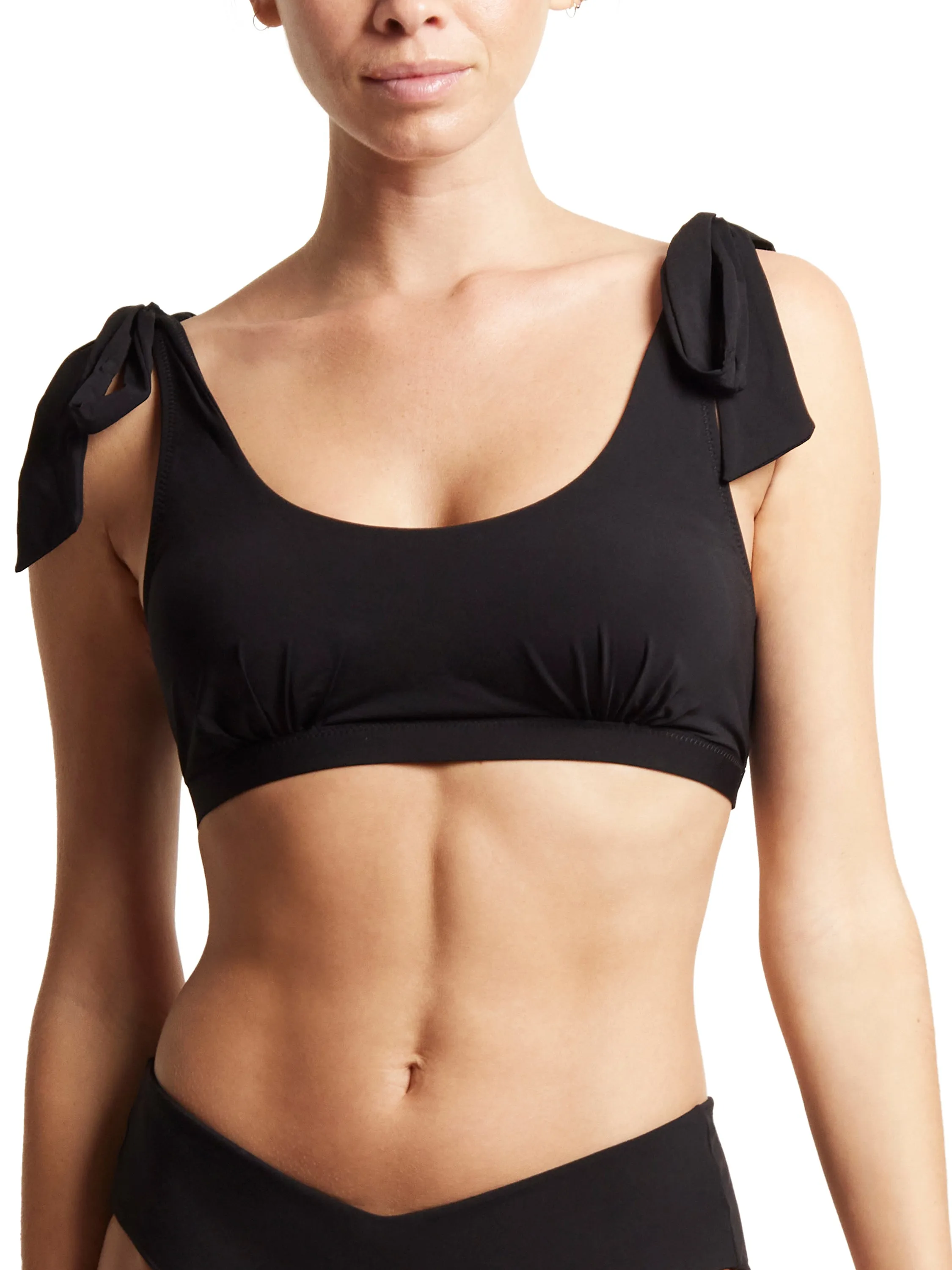 Scoop Neck Swim Top Black sold by Boston Proper