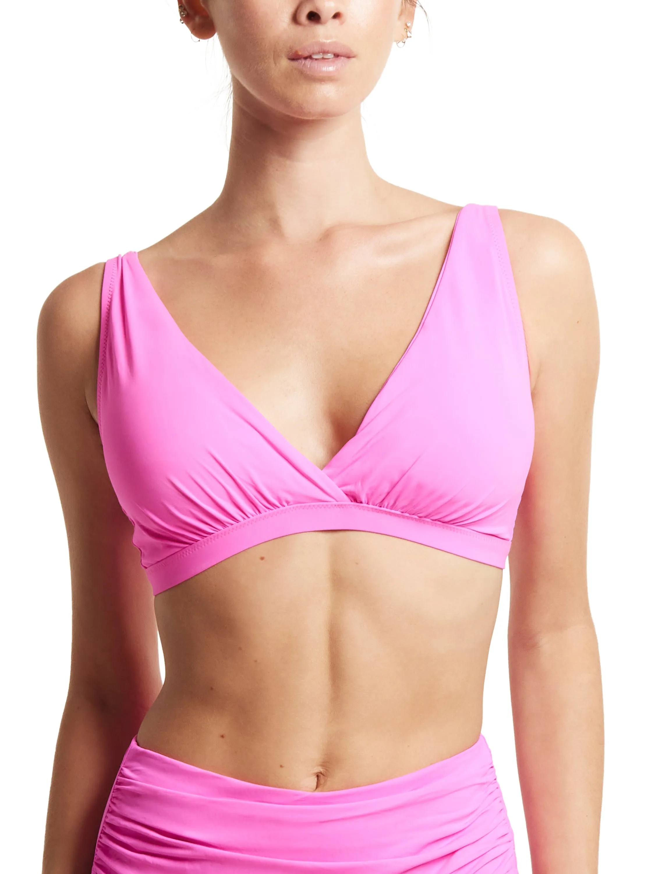 Plunge Swim Top Unapologetic Pink sold by Boston Proper