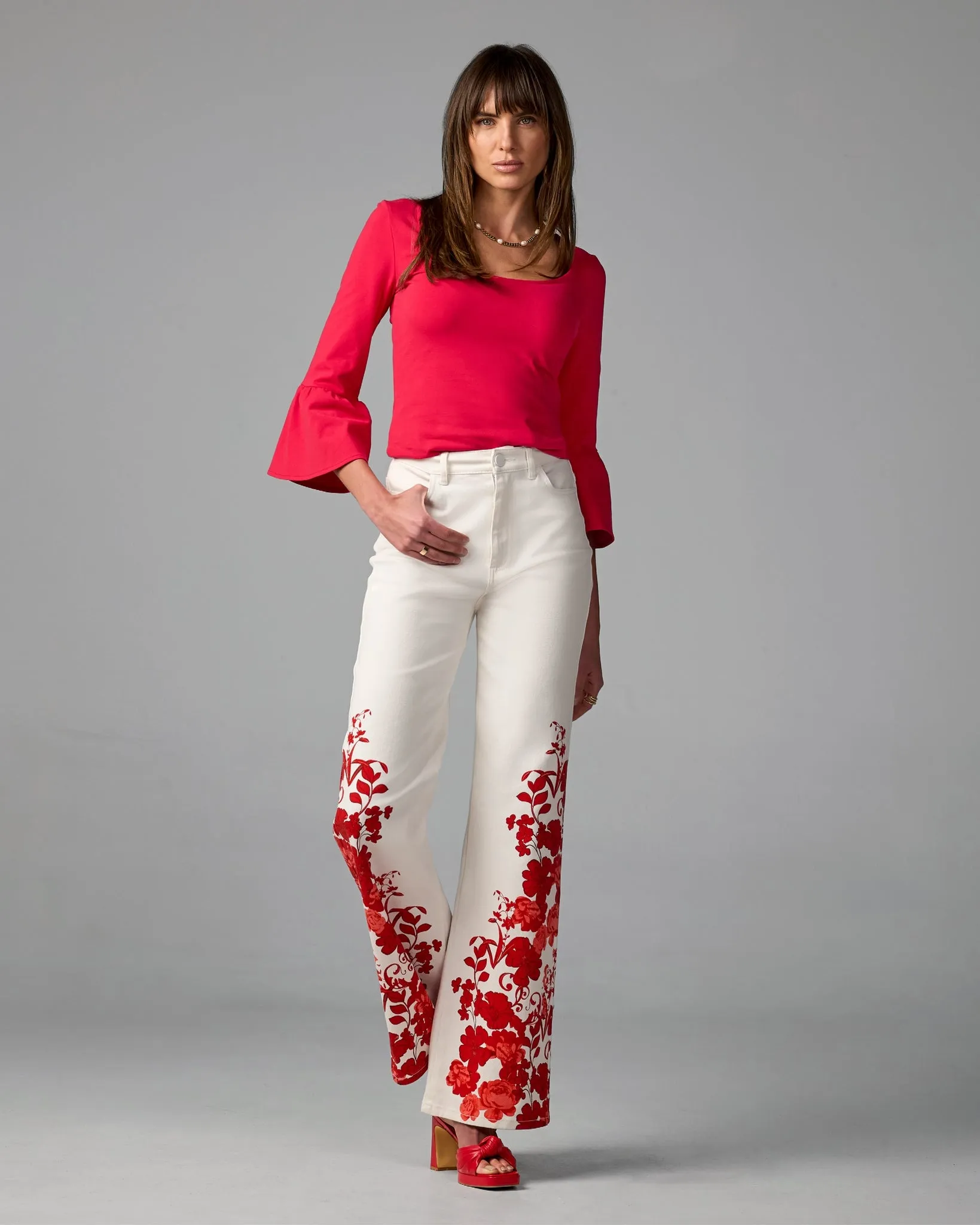 Malibu High Rise Print Wide Leg Jean City Chic sold by Boston Proper