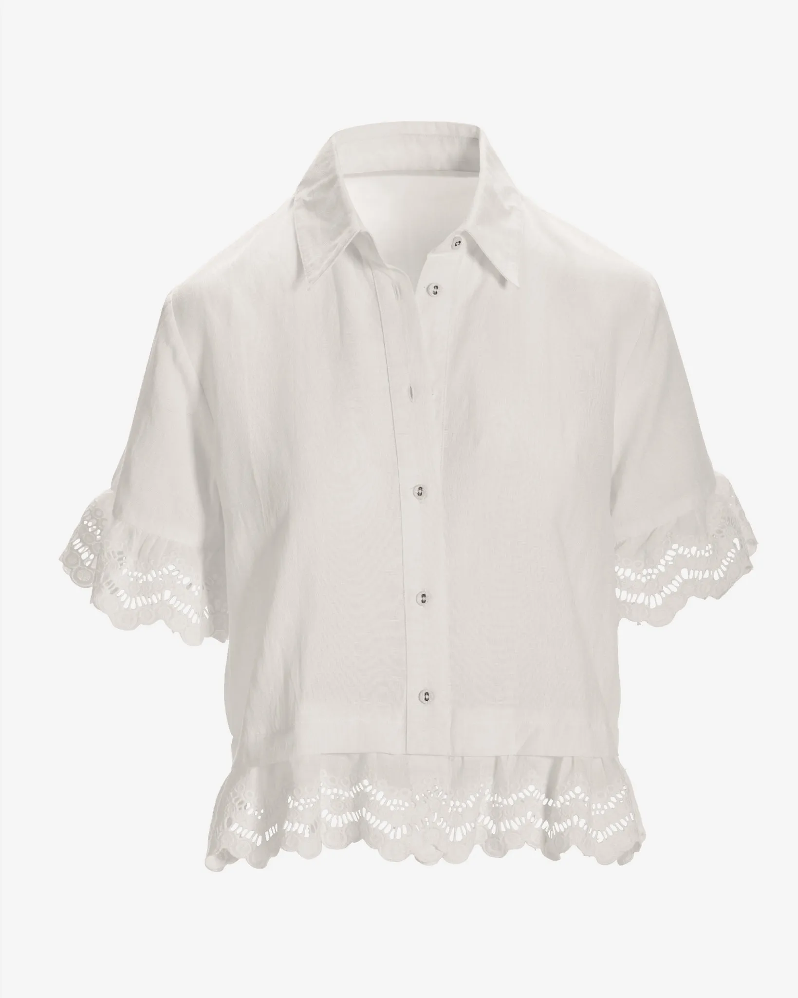 Linen Eyelet Ruffle Top Off White sold by Boston Proper product image thumbnail 2
