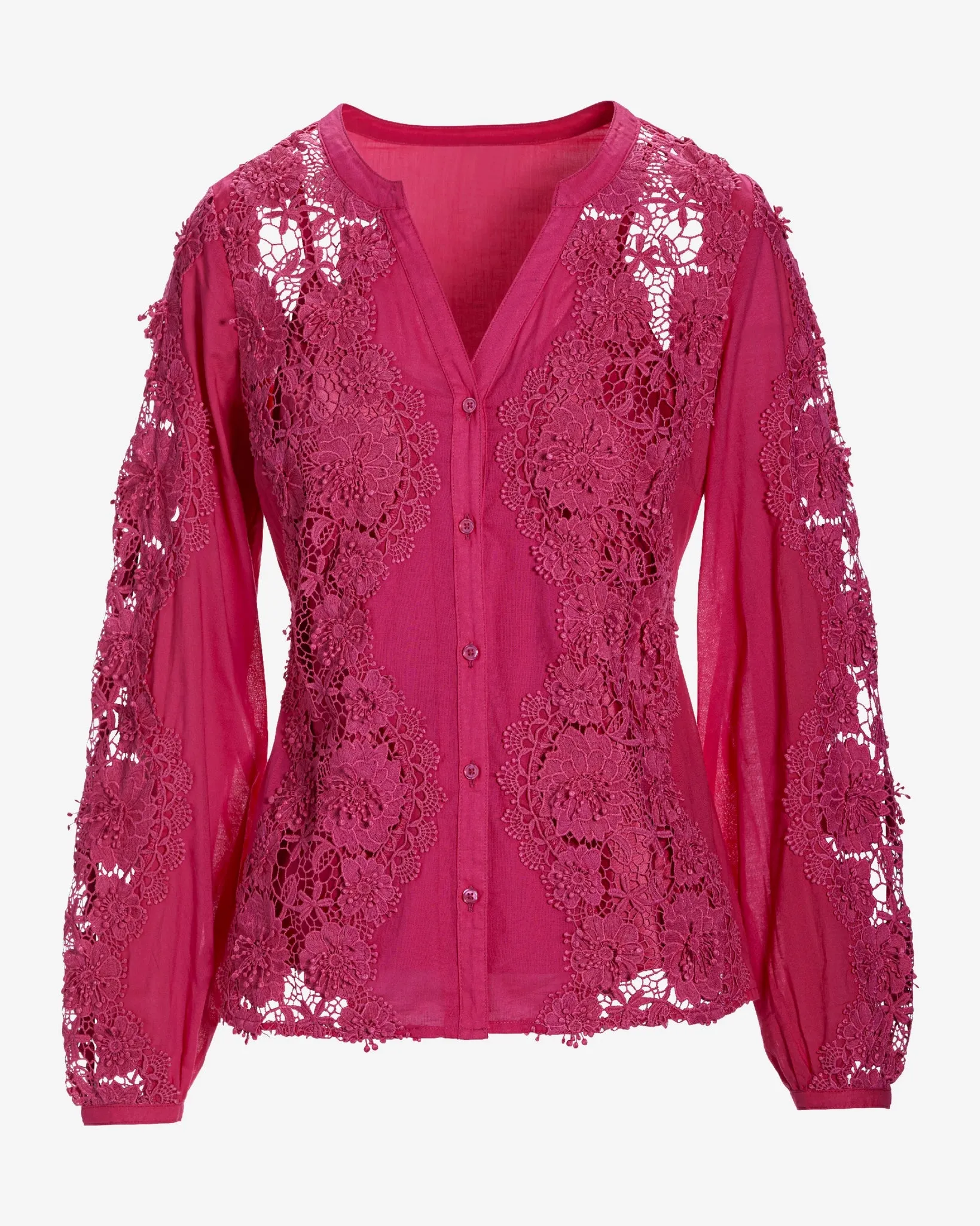Lace Inset Button Up Blouse Blossom sold by Boston Proper product image thumbnail 2