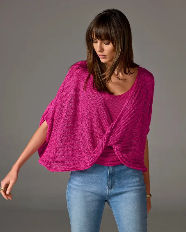 Metallic Twist Sweater Poncho Blossom made by Boston Proper