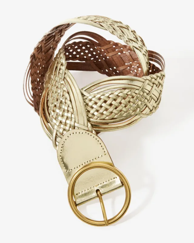 Metallic Braided Buckle Belt Gold sold by Boston Proper