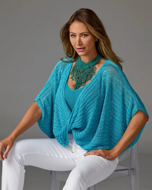 Metallic Twist Sweater Poncho Bachelor Button sold by Boston Proper