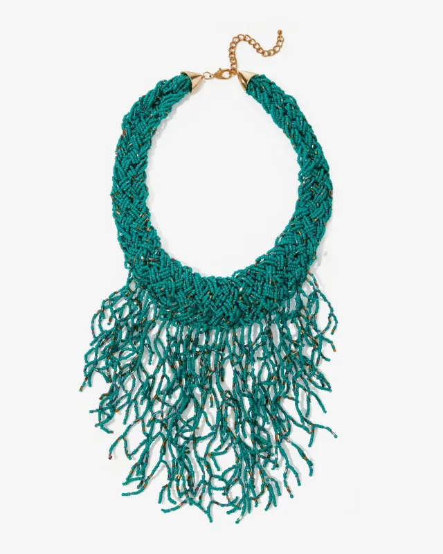 Turquoise Beaded Fringe Necklace Turquoise sold by Boston Proper