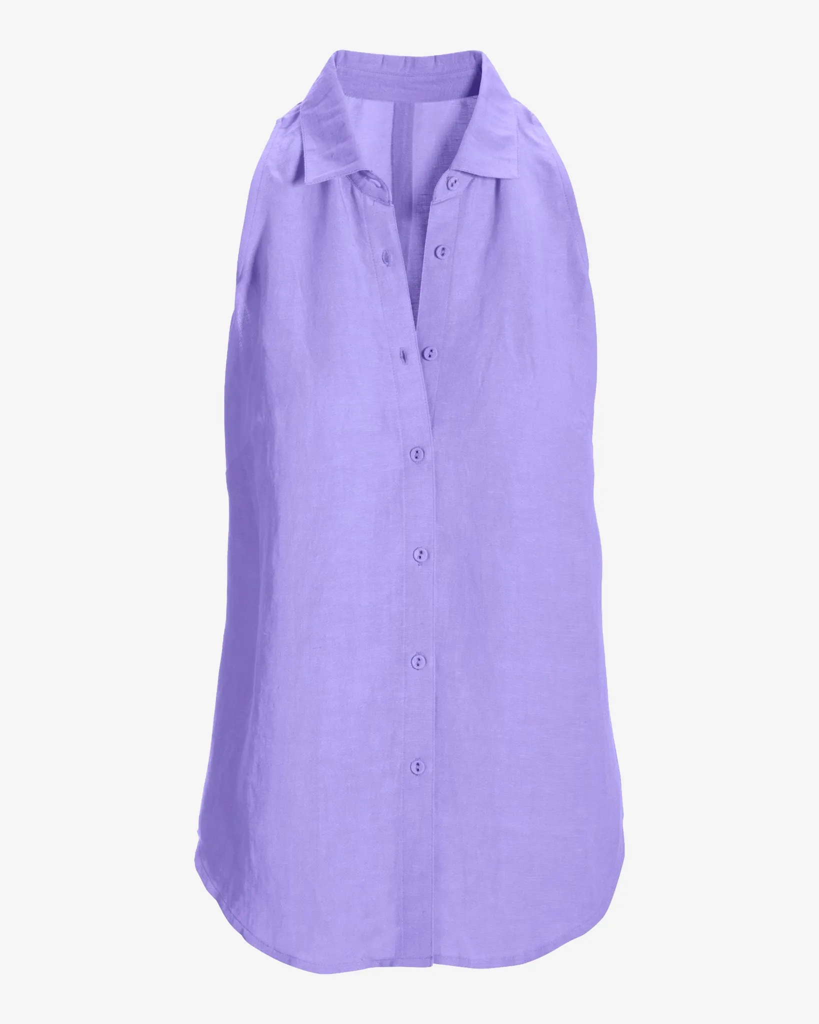 Linen Sleeveless Button-Front Shirt Lavender sold by Boston Proper product image thumbnail 2