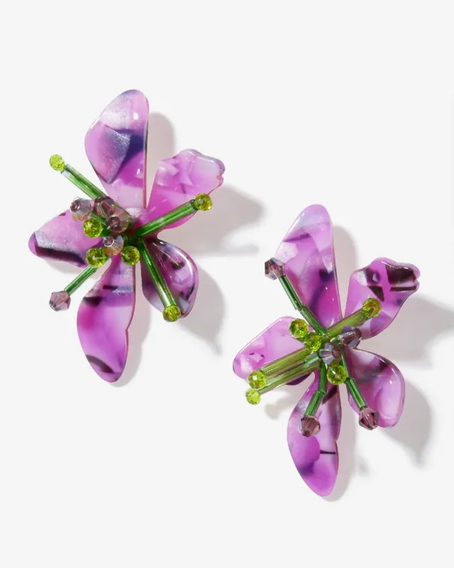 Marbled Flower Stud Earring Purple Multi sold by Boston Proper
