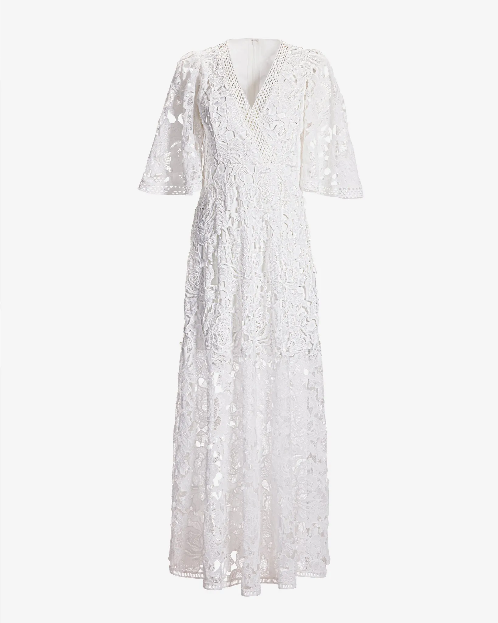 Lace Flounce Sleeve Maxi Dress White sold by Boston Proper product image thumbnail 2